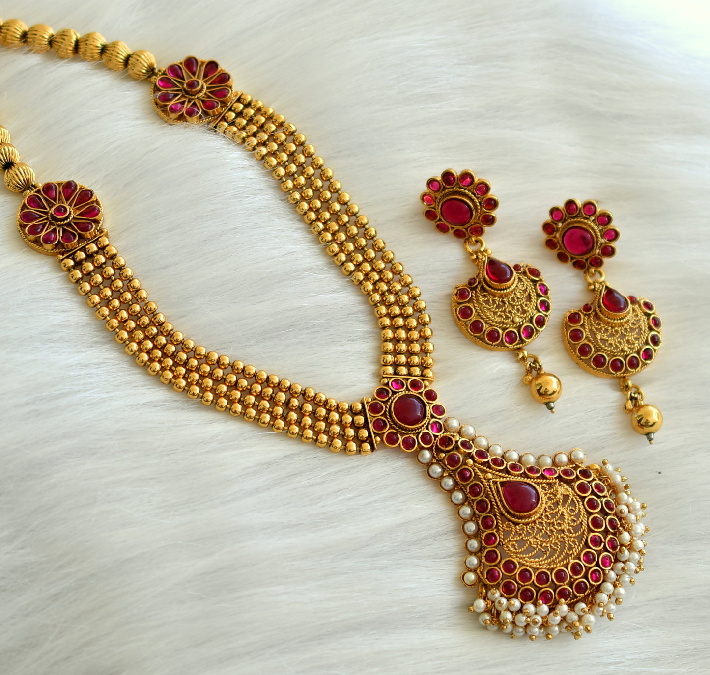 Antique gold tone kemp pearl cluster Haar set dj-26419