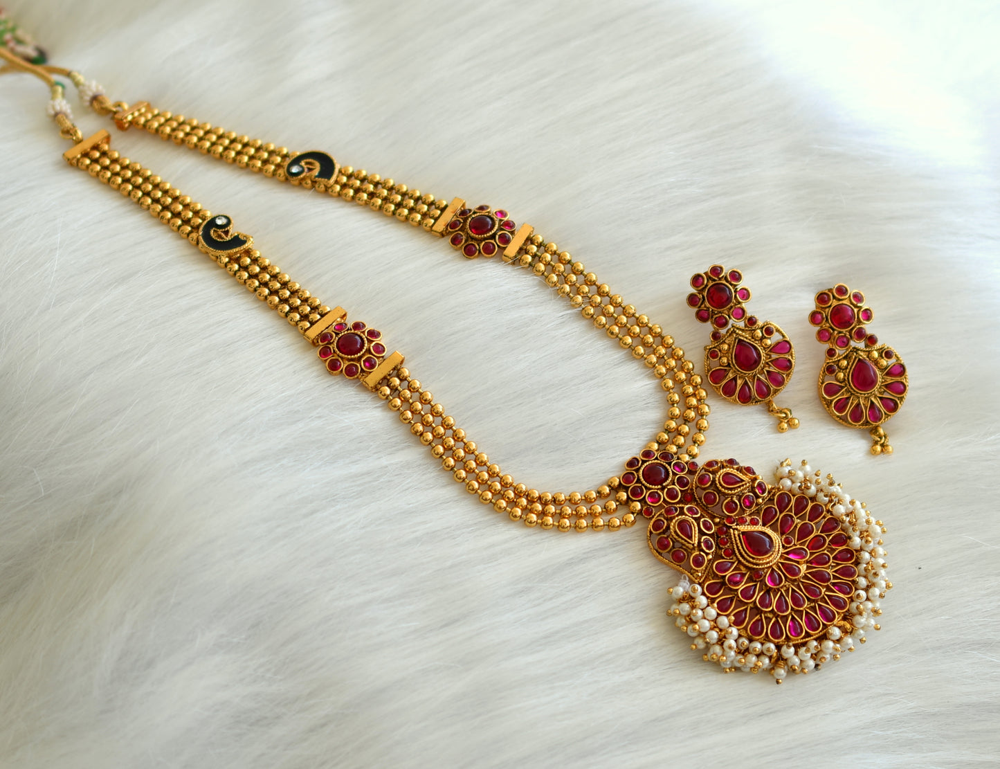 Antique gold tone kemp pearl cluster peacock Haar set dj-26554