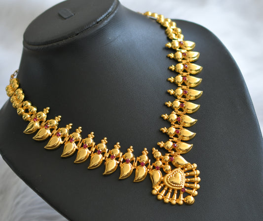 Gold tone pink mango kerala style necklace set dj-45829