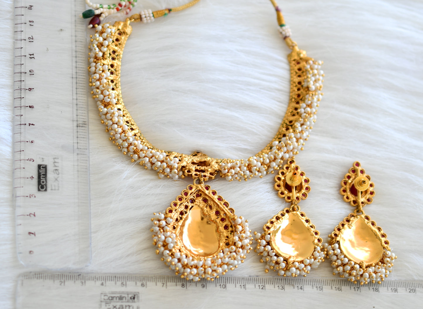 Antique pearl cluster kemp necklace set dj-07492