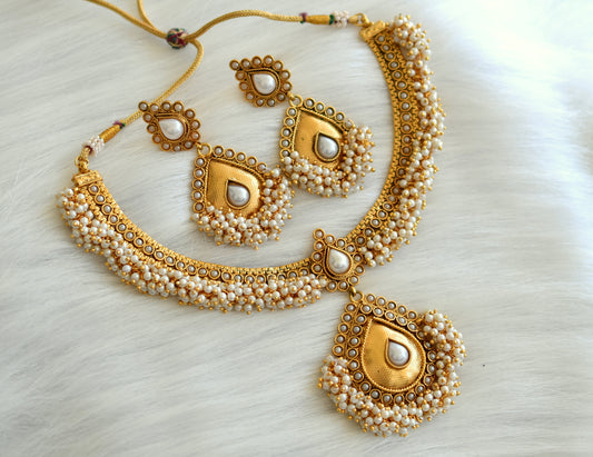 Antique pearl cluster necklace set dj-07494