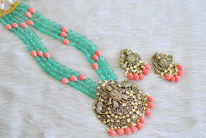 Antique cz sea green-tulip beaded Panduranga Victorian haar set dj-42755