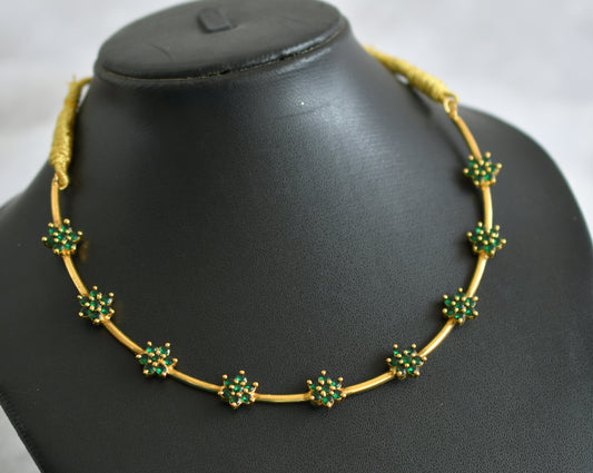 Matte finish green stone flower hasli necklace dj-47514