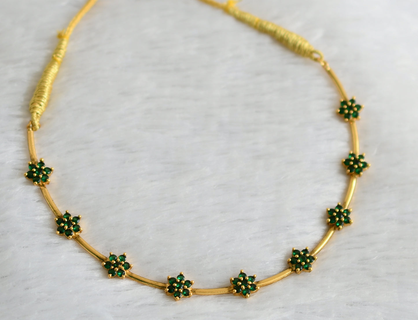 Matte finish green stone flower hasli necklace dj-47514