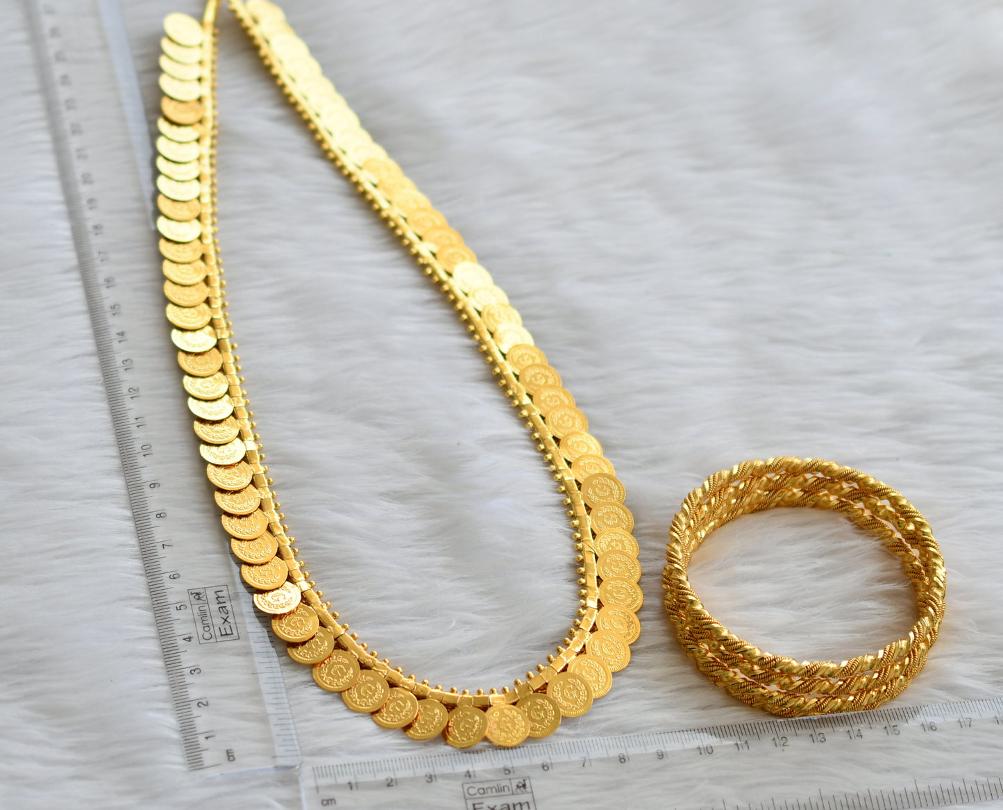 Gold tone lakshmi coin haar with set of 4 bangles(2.8) dj-45868