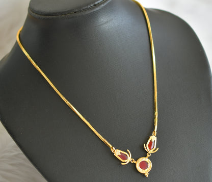 Gold tone kerala style red round nagapadam necklace dj-44136