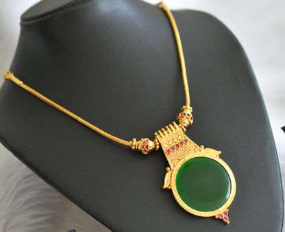 Gold tone kerala style pink-green round necklace dj-44156