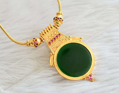 Gold tone kerala style pink-green round necklace dj-44156