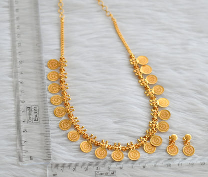 Gold tone head coin pink stone necklace set dj-35027