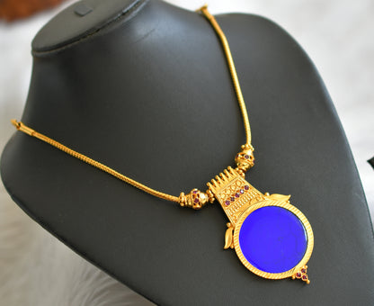 Gold tone kerala style pink-blue round necklace dj-44158