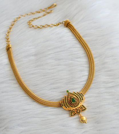 matte finish emerald stone lotus choker/necklace dj-45899