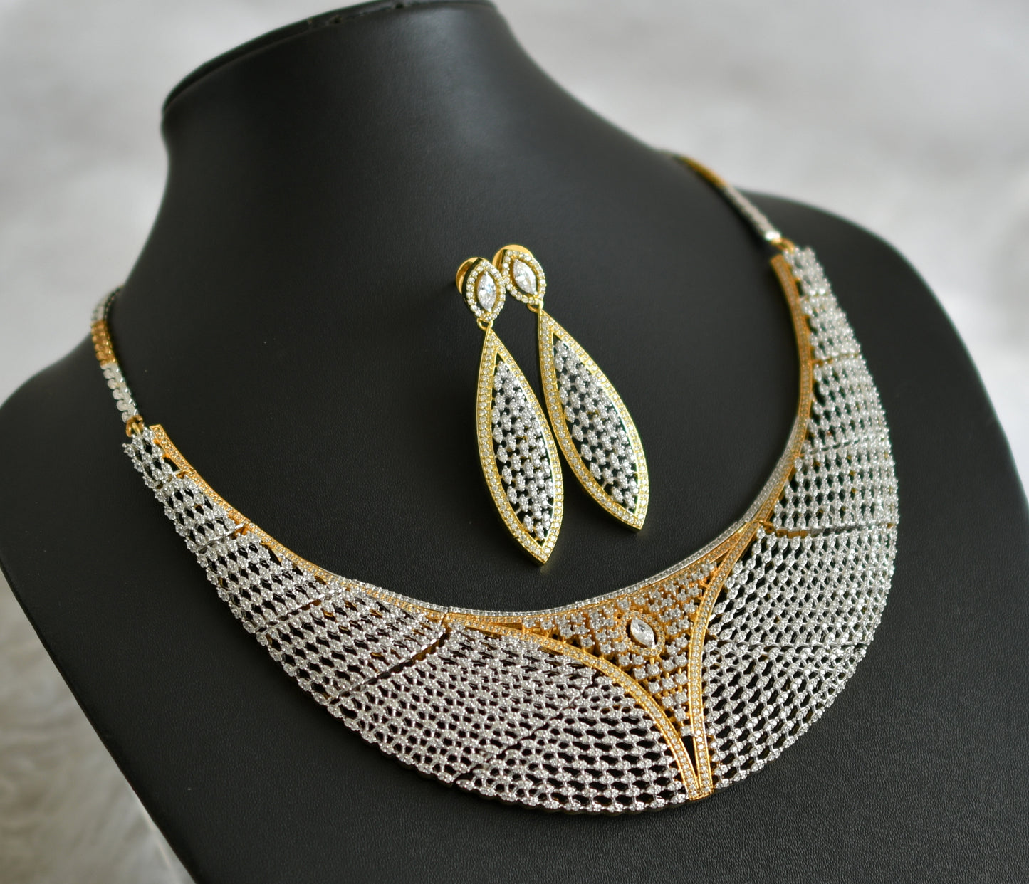 Two tone diamond replica necklace set dj-47522