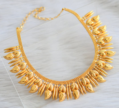 Gold tone kerala style mango mulla mottu necklace dj-44132