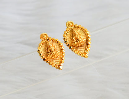 Gold tone gopi shape lakshmi screw back stud/earrings dj-44151