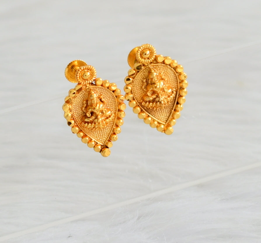 Gold tone gopi shape lakshmi screw back stud/earrings dj-44151