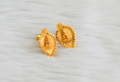 Gold tone gopi shape lakshmi screw back stud/earrings dj-44151