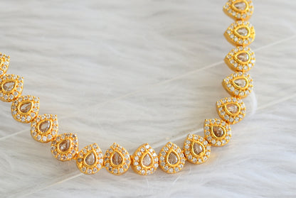 Gold tone cz white stone necklace dj-44142