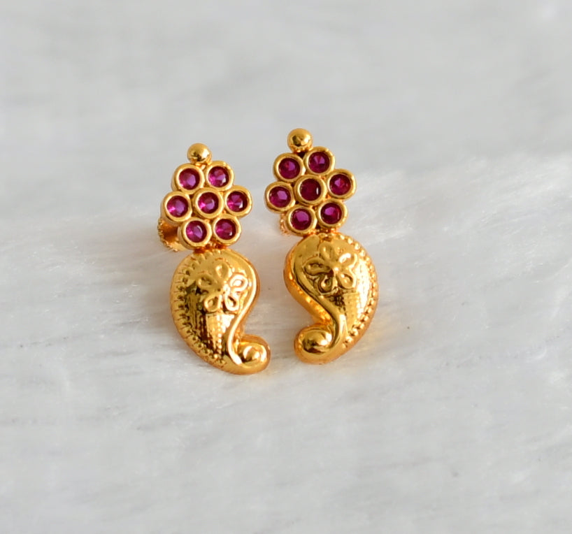 Gold look alike ad pink mango flower earrings dj-49355