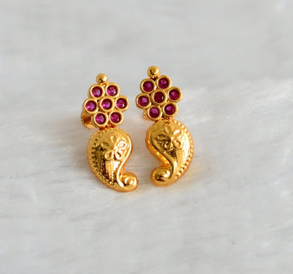 Gold look alike ad pink mango flower earrings dj-49355