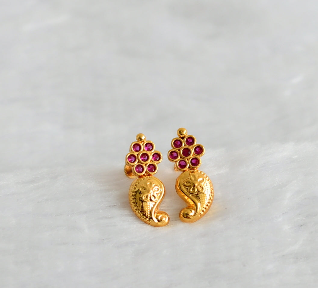 Gold look alike ad pink mango flower earrings dj-49355