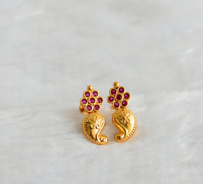 Gold look alike ad pink mango flower earrings dj-49355