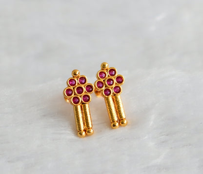 Gold look alike ad pink flower earrings dj-49361