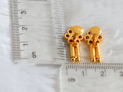 Gold look alike ad pink flower earrings dj-49361