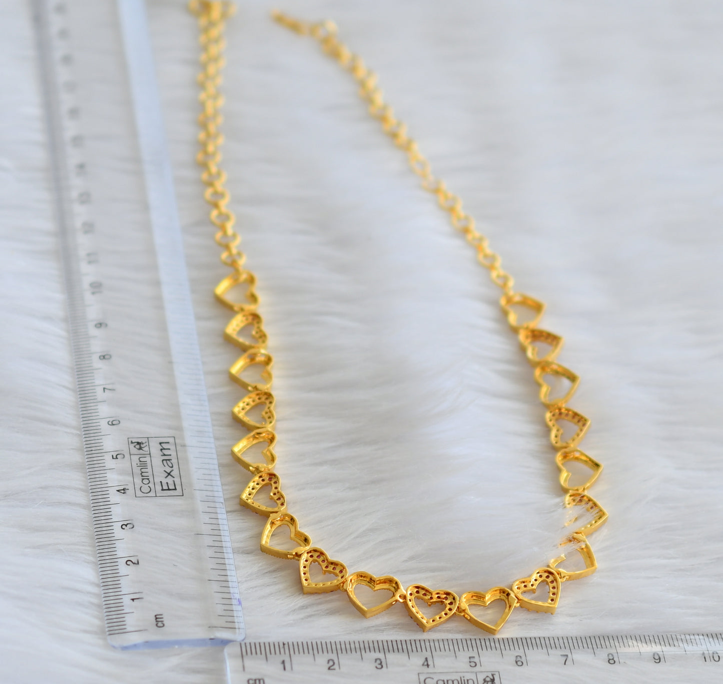 Gold tone ruby stone heart necklace dj-44145