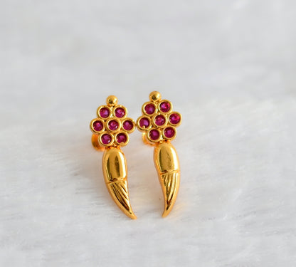 Gold look alike ad pink flower earrings dj-49359