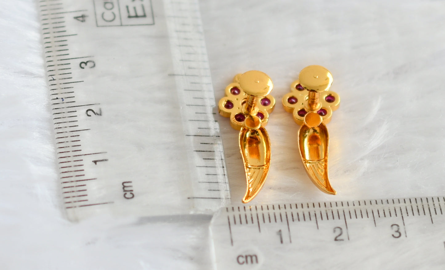 Gold look alike ad pink flower earrings dj-49359