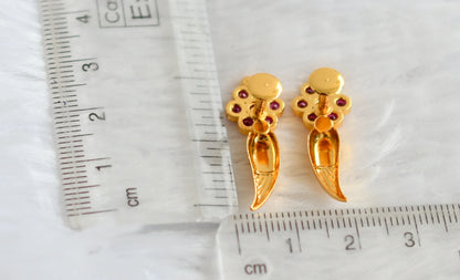 Gold look alike ad pink flower earrings dj-49359