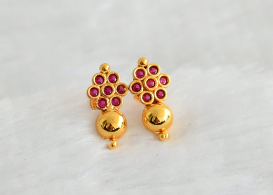 Gold look alike ad pink flower earrings dj-49360