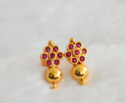 Gold look alike ad pink flower earrings dj-49360