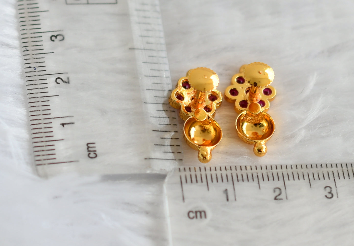 Gold look alike ad pink flower earrings dj-49360