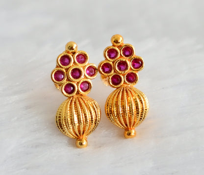 Gold look alike ad pink ball flower earrings dj-49363