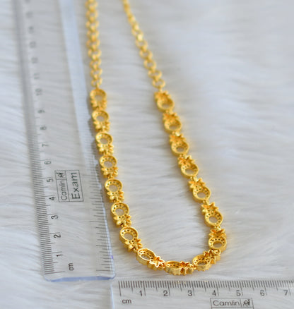 Gold tone cz white round flower necklace dj-44149