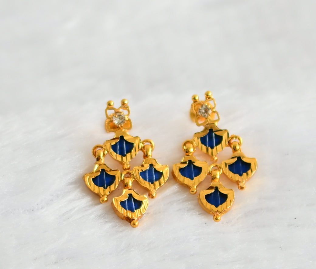 Gold tone blue palakka kerala style earrings dj-49366