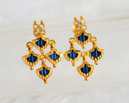 Gold tone blue palakka kerala style earrings dj-49366