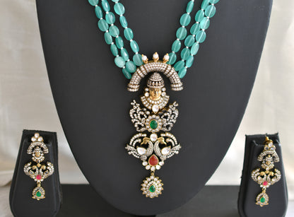 Antique cz sea green Balaji Peacock Victorian short haar set dj-42761