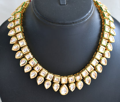 Gold tone white kundan necklace set dj-42763