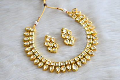 Gold tone white kundan necklace set dj-42763