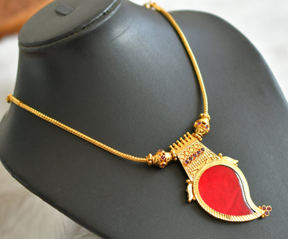 Gold tone kerala style pink-red mango necklace dj-44167