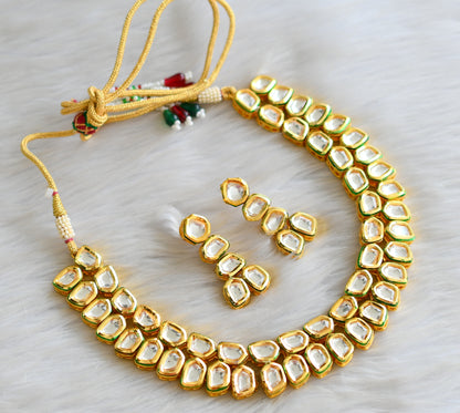 Gold tone white kundan necklace set dj-42764