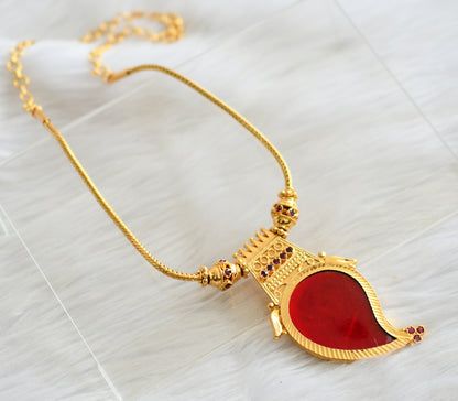 Gold tone kerala style pink-red mango necklace dj-44167