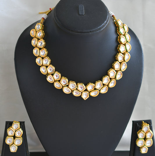 Gold tone white kundan necklace set dj-42765