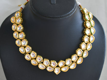 Gold tone white kundan necklace set dj-42765