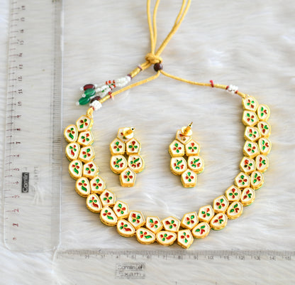 Gold tone white kundan necklace set dj-42765