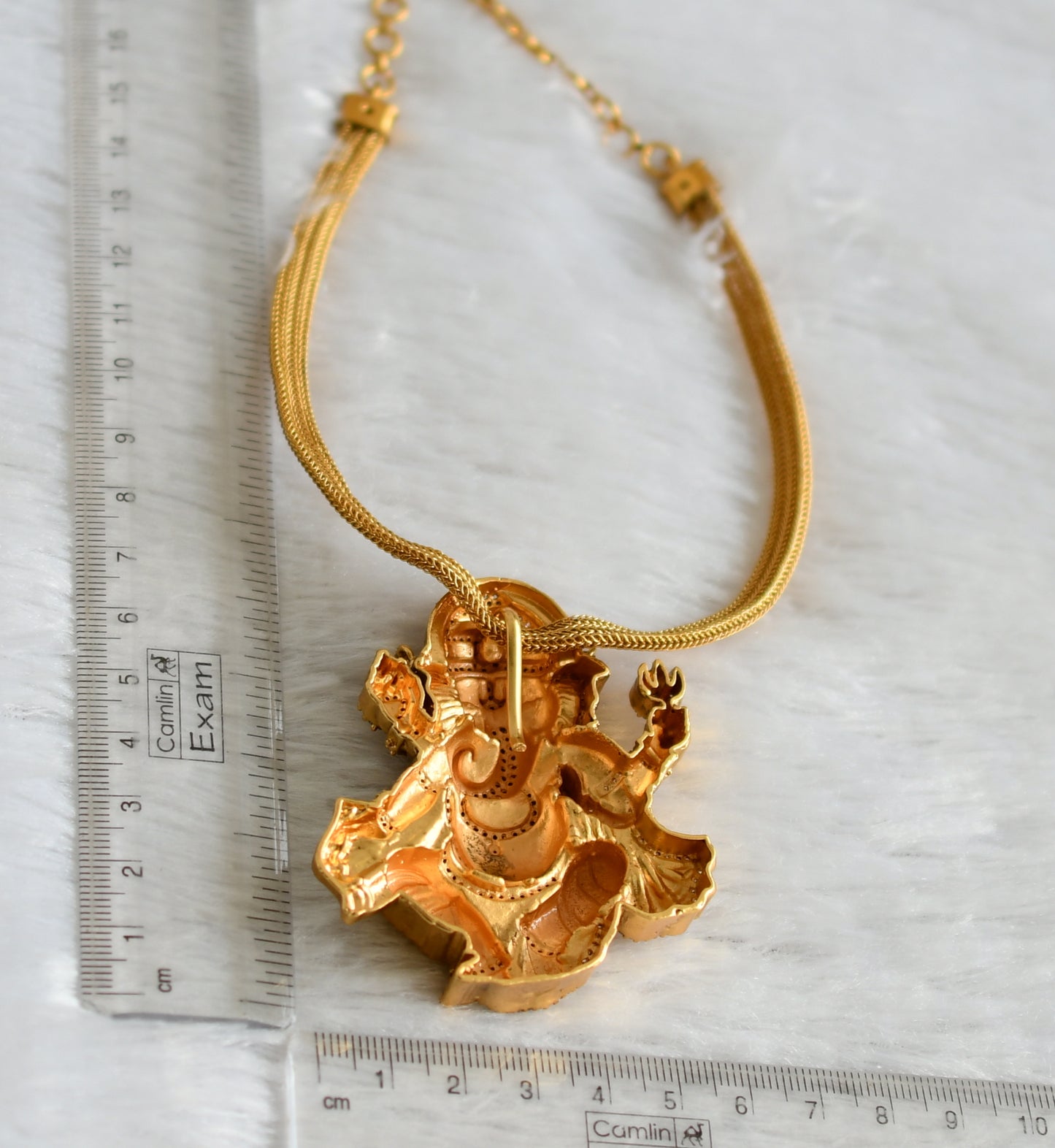 Matte finish cz white stone ganesha necklace dj-47563