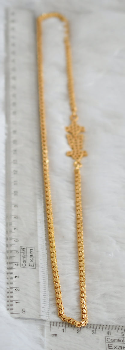 Gold tone ad white shanku-chakra-nama 24 inches mugappu chain dj-49380