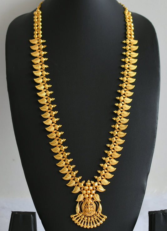 Matte gold tone kerala style mango lakshmi haar dj-49387